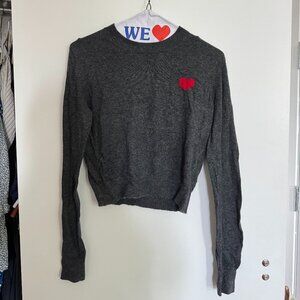 Aritzia Sunday Best Cropped Wool Blend Heart Sweater